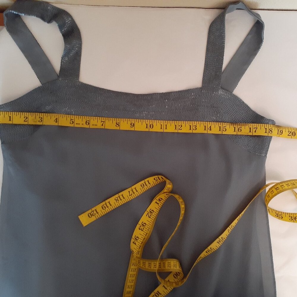 Eileen Fisher Layered   silk Shift Dress Sequin rows across top - Picture 9 of 13